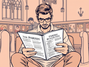 showing-a-person-sitting-and-reading-a-parish-bulletin-with